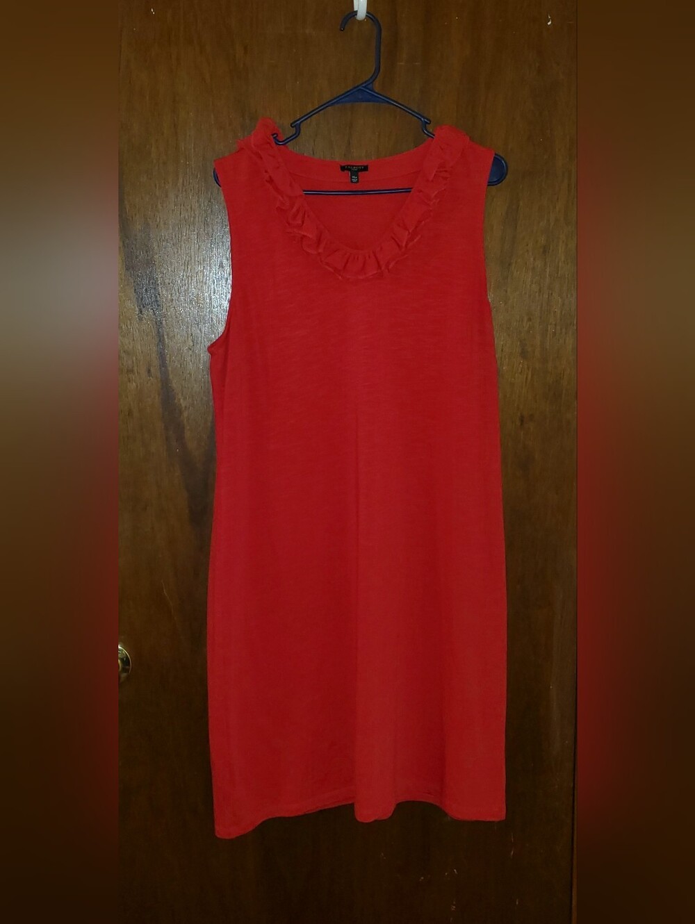 Talbots Red Sleeveless Ruffle-Neck Shift Dress Sz XlP Xl Petite